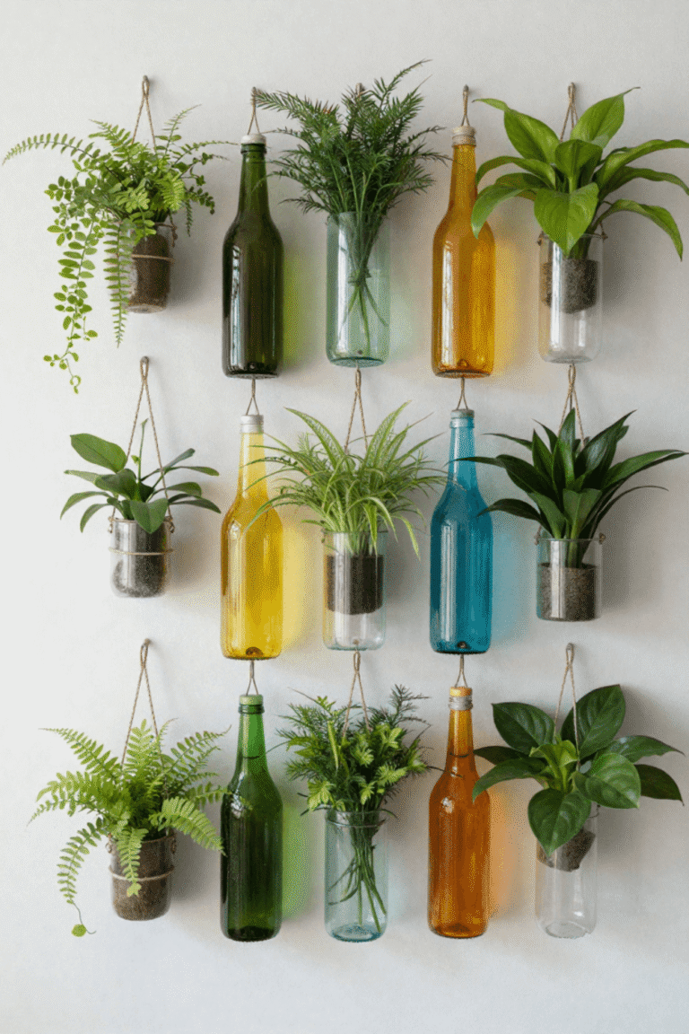 Recycled Plastic Bottle Planters for Balcony and Wall Decor