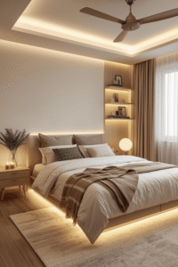 Scandinavian Style Bedroom Decor with Warm Cozy Lighting