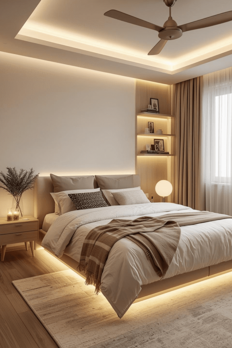 Scandinavian Style Bedroom Decor with Warm Cozy Lighting
