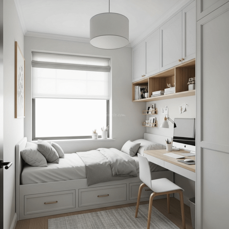 Smart Small Bedroom Built-In Furniture Ideas with Desk, Wardrobe and Hidden Storage Solutions