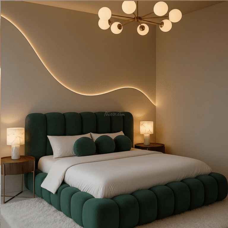 Soft Modern Bedroom Interior with Ambient Lighting