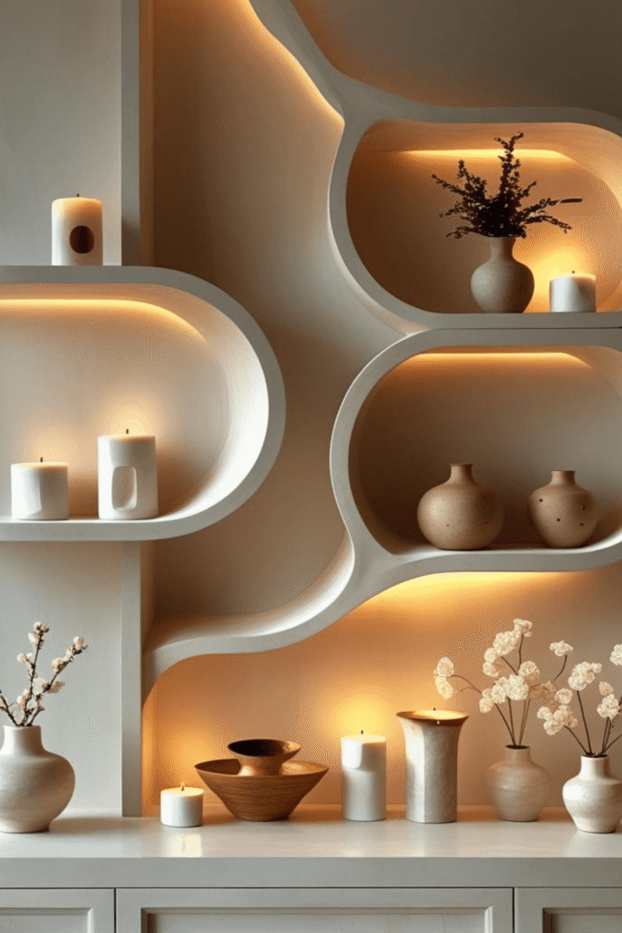 1. Cozy Minimalist Corner Shelf Decor Ideas