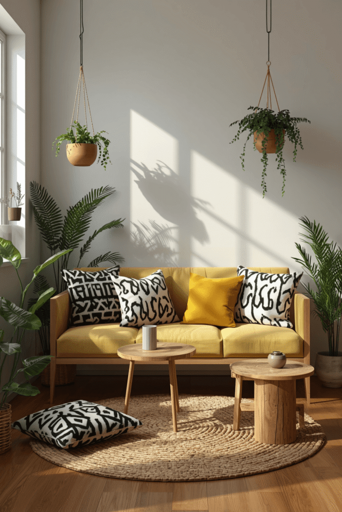 2. Modern Cozy Corner Decor Ideas with Bright Yellow Furniture