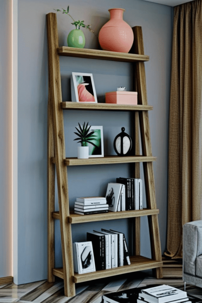 4. Idea Minimalist Ladder Shelf for Small Apartment Decor
