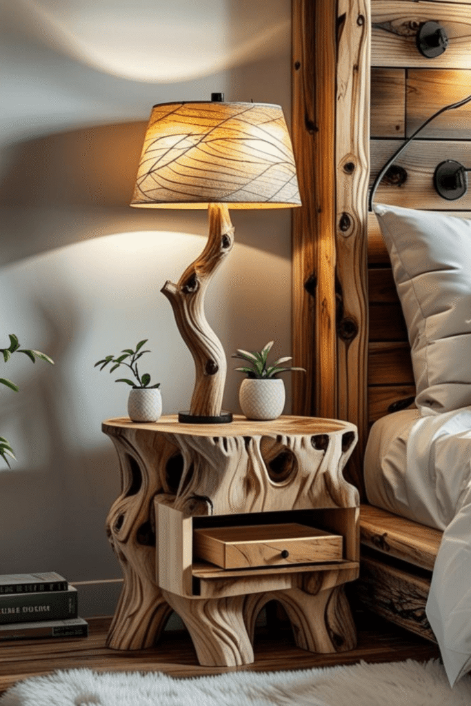 4. Unique Tree Branch Lamp for Small Space Bedroom