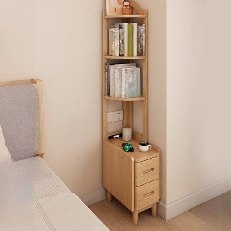 Scandinavian style bedside table with open shelves