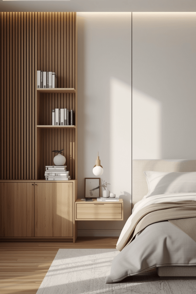 minimalist bedside storage unit with vertical design