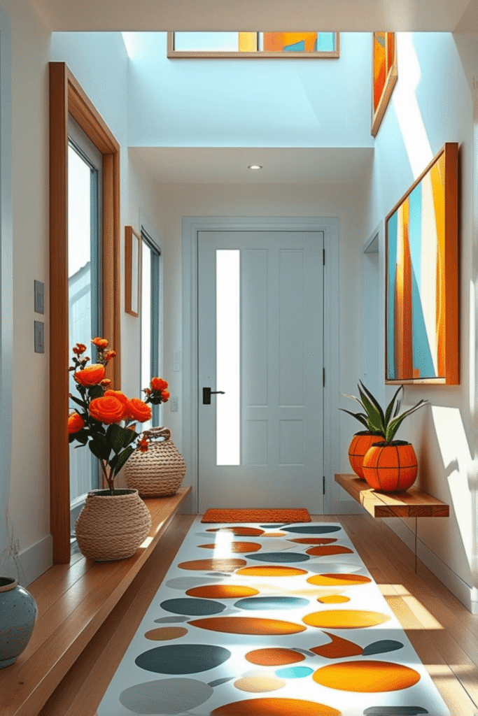 minimalist hallway decor with bold colors