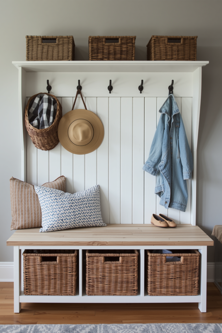 Cozy Basket Mudroom Shoe Storage