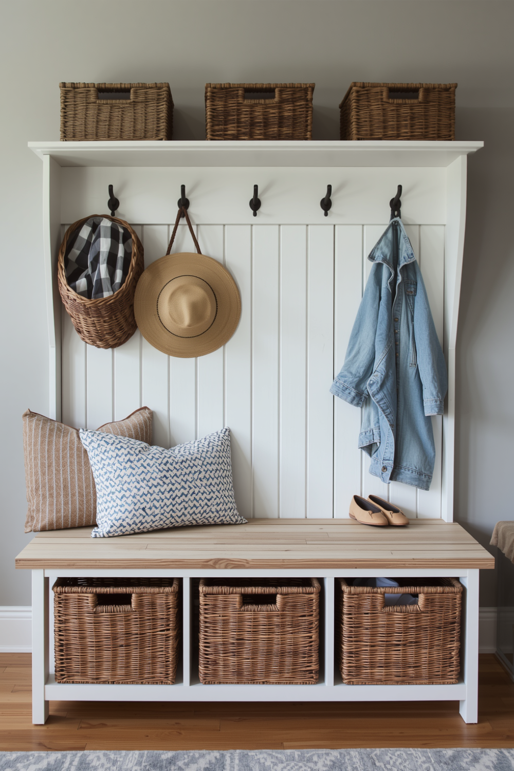 Cozy Basket Mudroom Shoe Storage