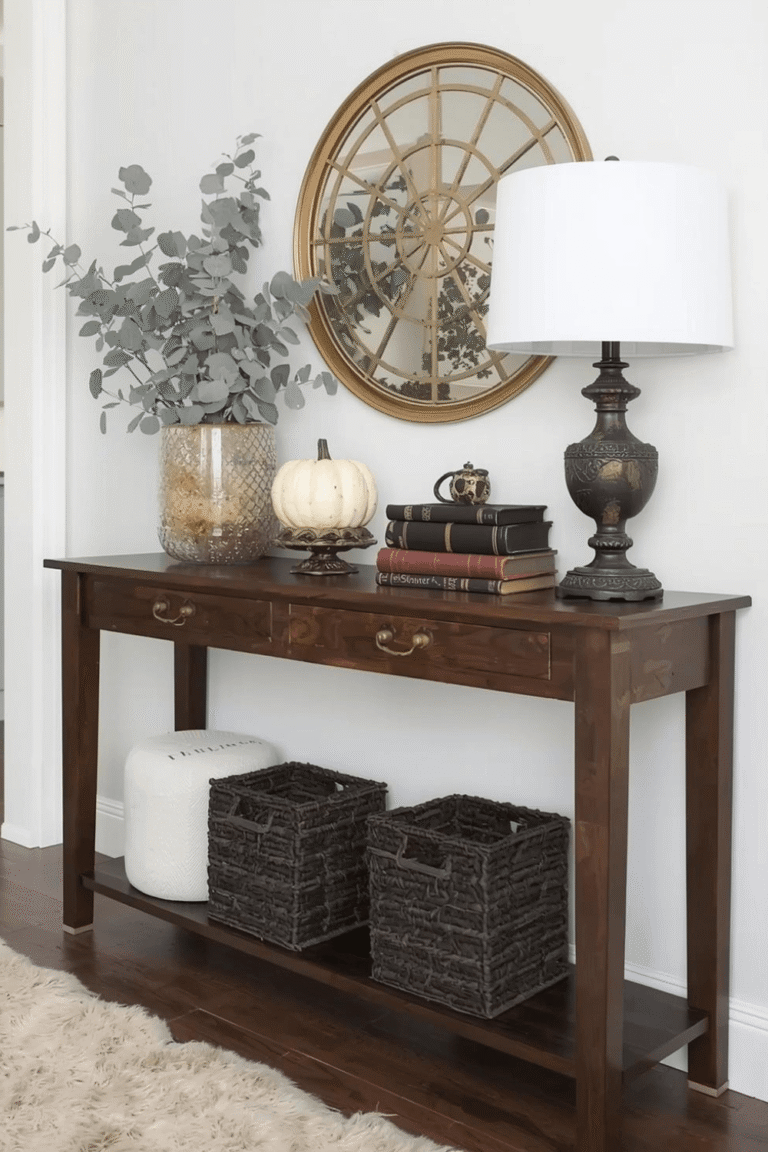 Fall Entryway Table Decor Ideas __ Halloween Home Decor Ideas