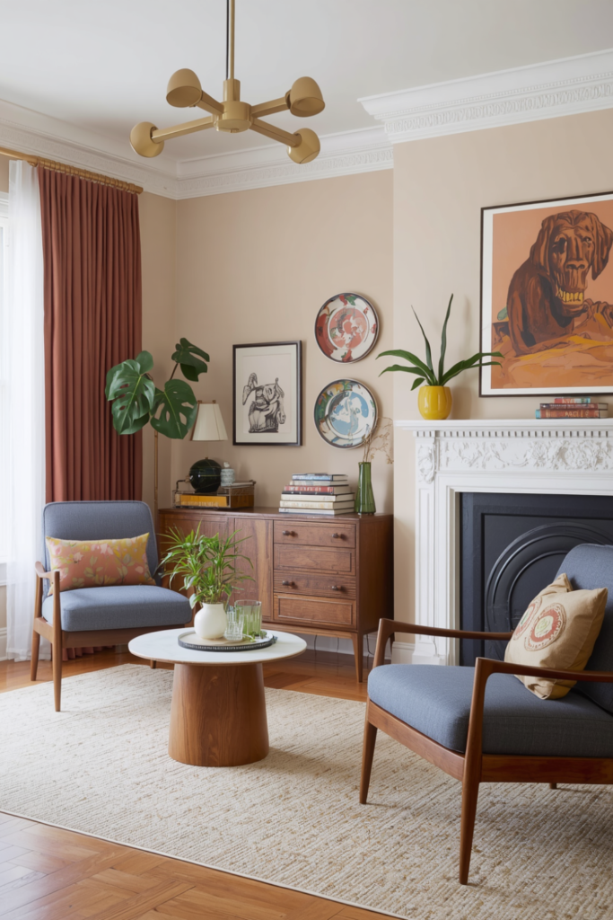 Retro Mid-Century Wooden Furniture Decor for the Living Room