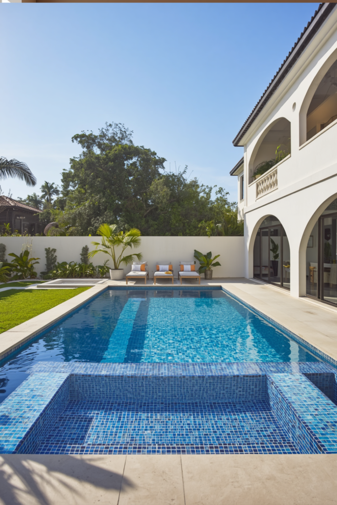 Space-Saving Rectangular Residential Pool  Design Ideas