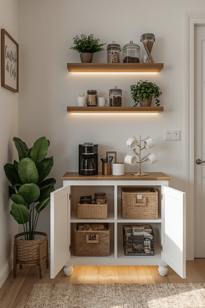 Start With The Easiest- Create A SmallΒ Coffee Bar In An Empty Corner