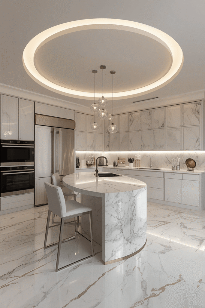 A LED-lit range hood as a statement piece