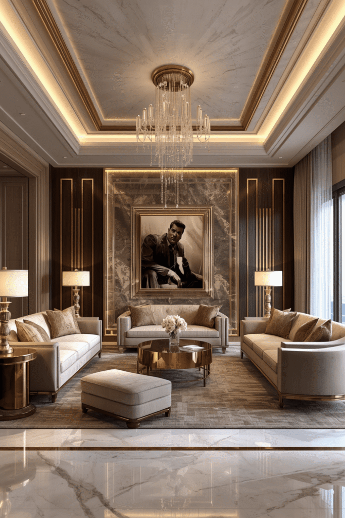A beige luxury living room built entirely on texture