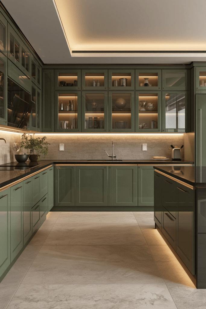 A brass or bronze tap and sink hardware as the backsplash focal point