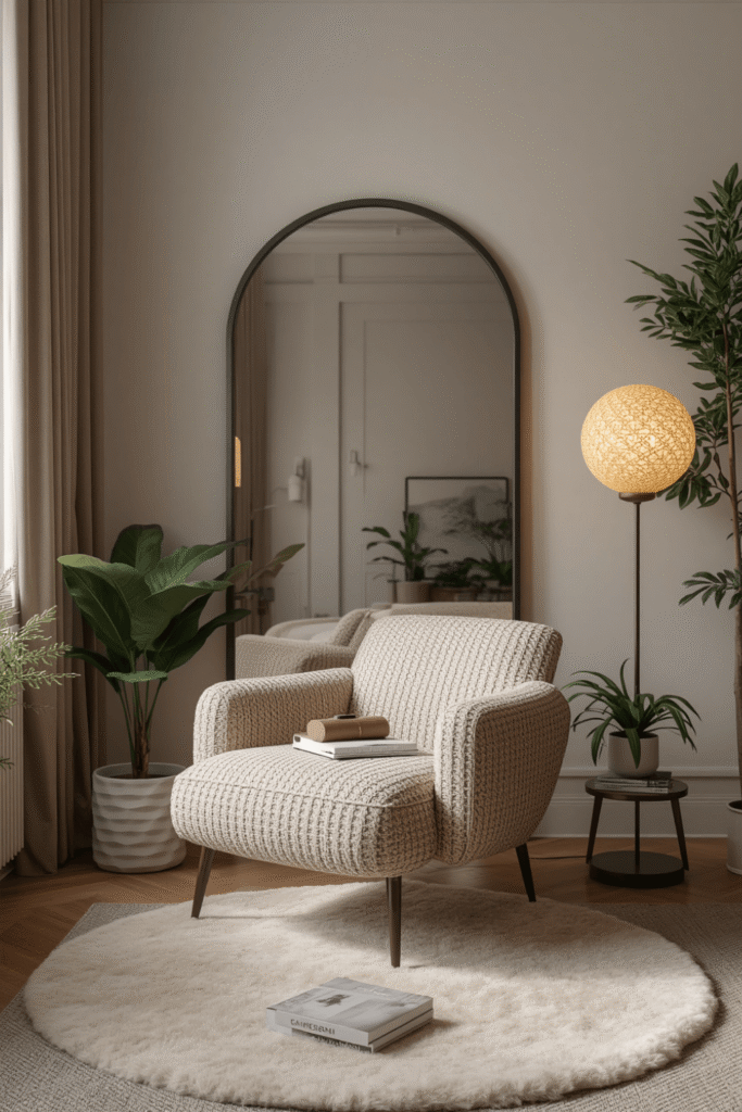 A footstool or pouffe for full recline comfort