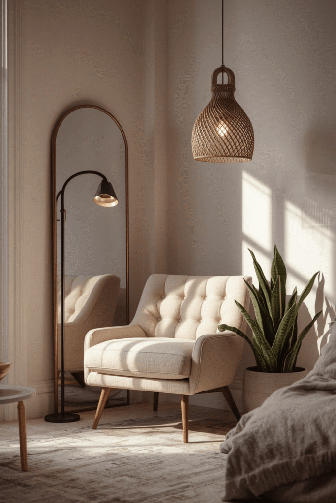 A smaller round mirror for a tighter corner