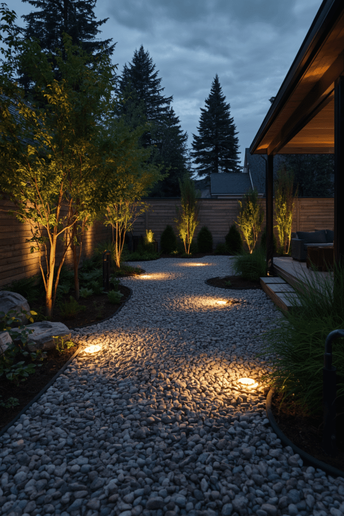 Bollard lights for a contemporary entrance.