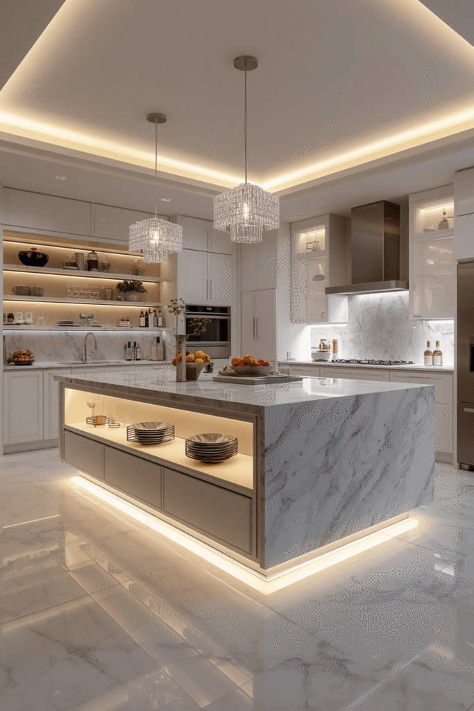 Dark marble for a dramatic, contemporary kitchen
