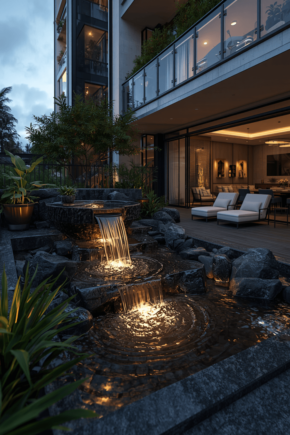 Freestanding Tiered Stone Fountain