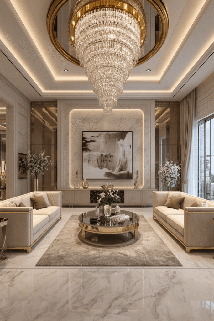 Glam living room decor for those who want more drama