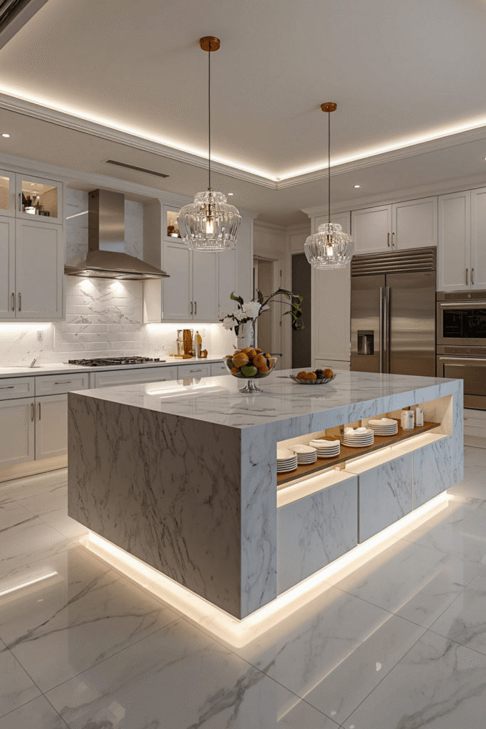 In-cabinet lighting for glass-fronted upper cabinets