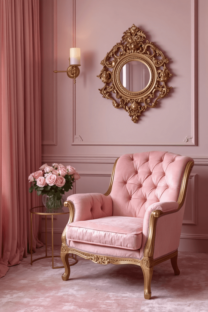 Mirrored or glass furniture pieces to keep the room feeling light