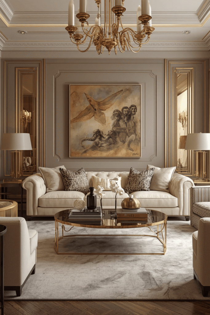 Mixed metal finishes across the room