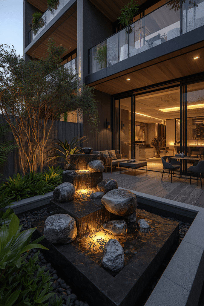 Recessed Floor Fountain with Grate Cover