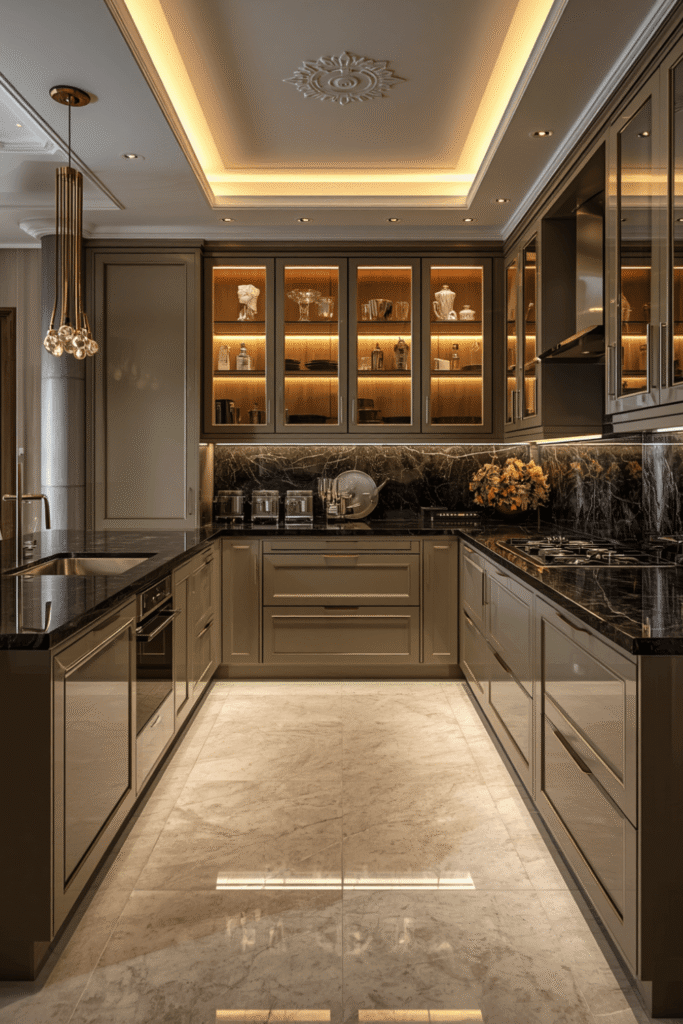 Sage green shaker-style cabinets for a more traditional kitchen