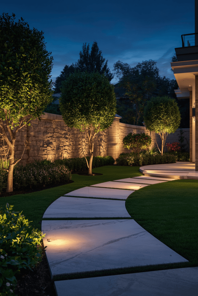 Soffit or eave lighting for a subtle wash.