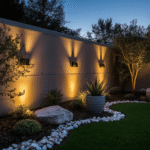 Spotlights on sculptures or focal pieces.
