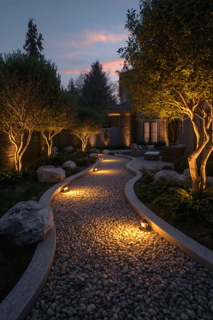 Step lights on exterior staircases or retaining walls.