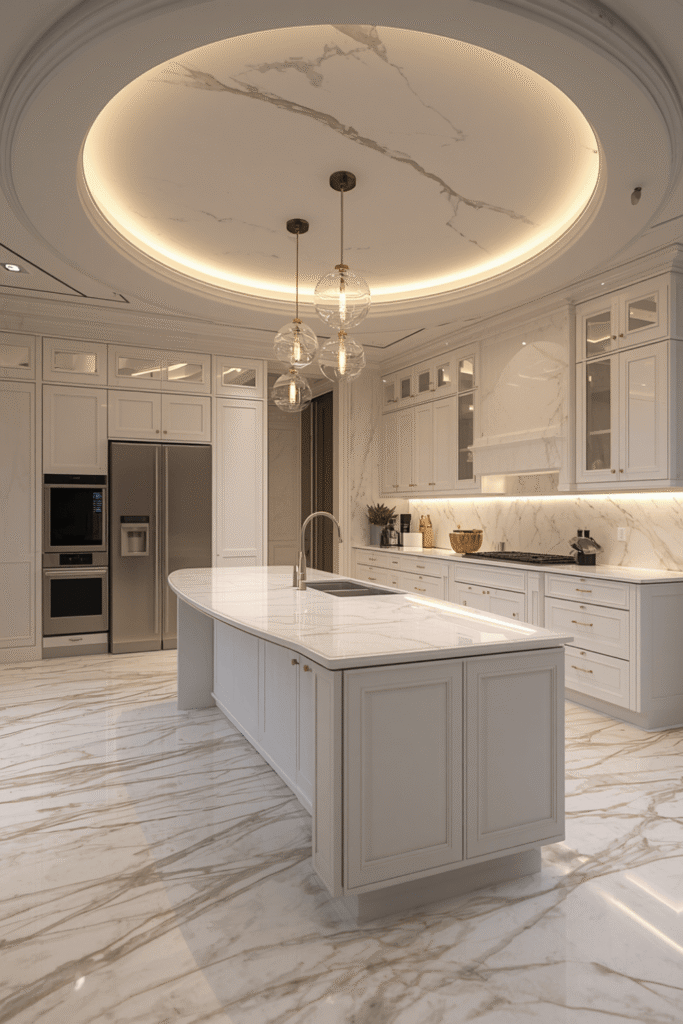 Two-tone cabinets with darker lowers and lighter uppers