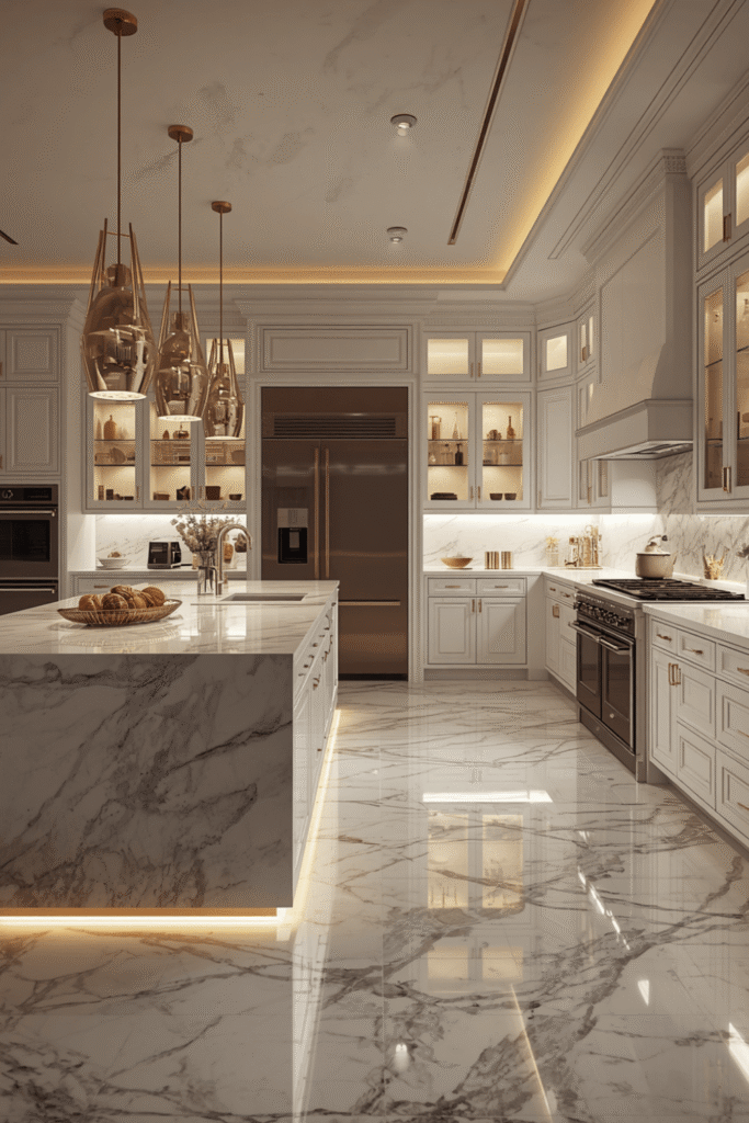 Under-cabinet LED strips for task lighting at the countertop