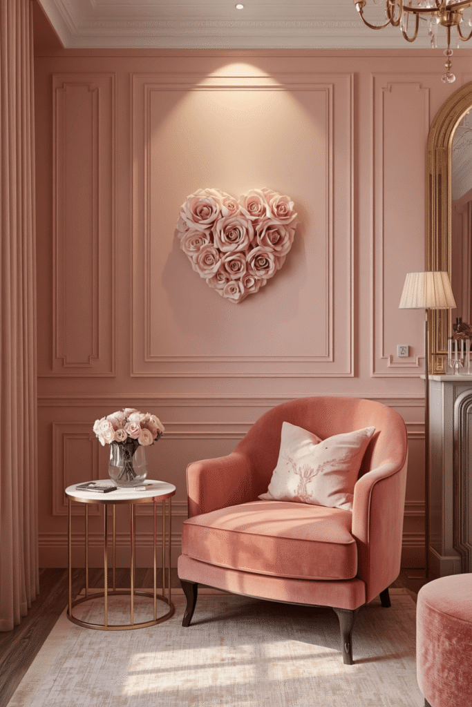 A crystal or rose gold pendant light or chandelier