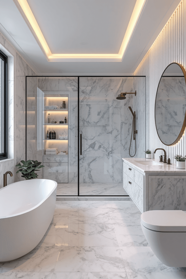 1. Add warm metal fixtures instead of chrome