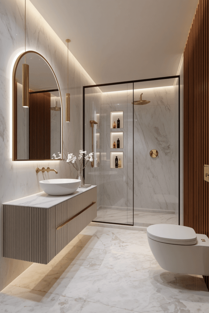 2. Pair marble with warmer metals for a currently popular but classic look