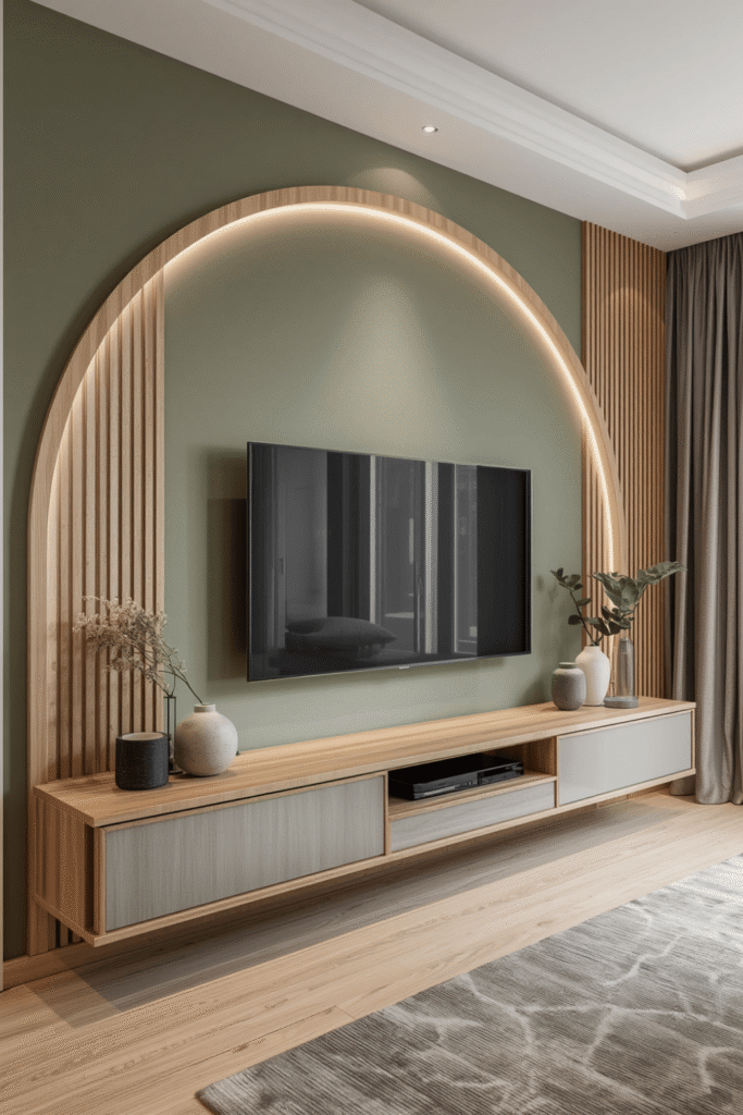 Arched Niche Around the TV