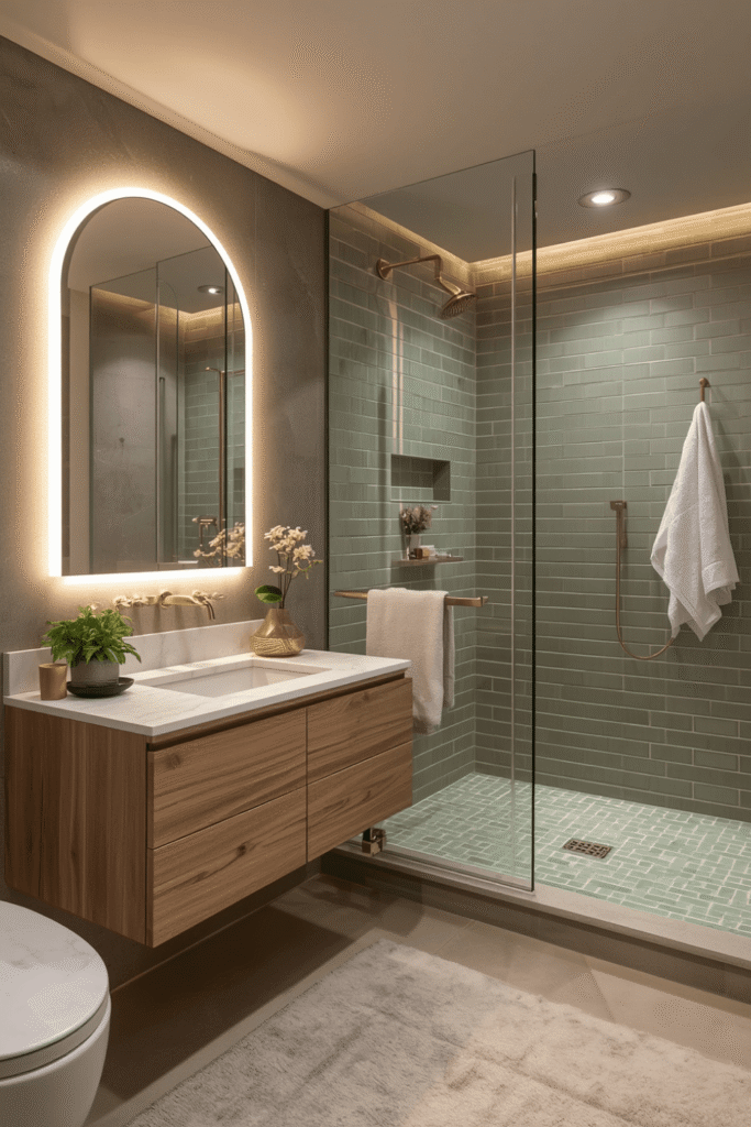 Brass fixtures throughout