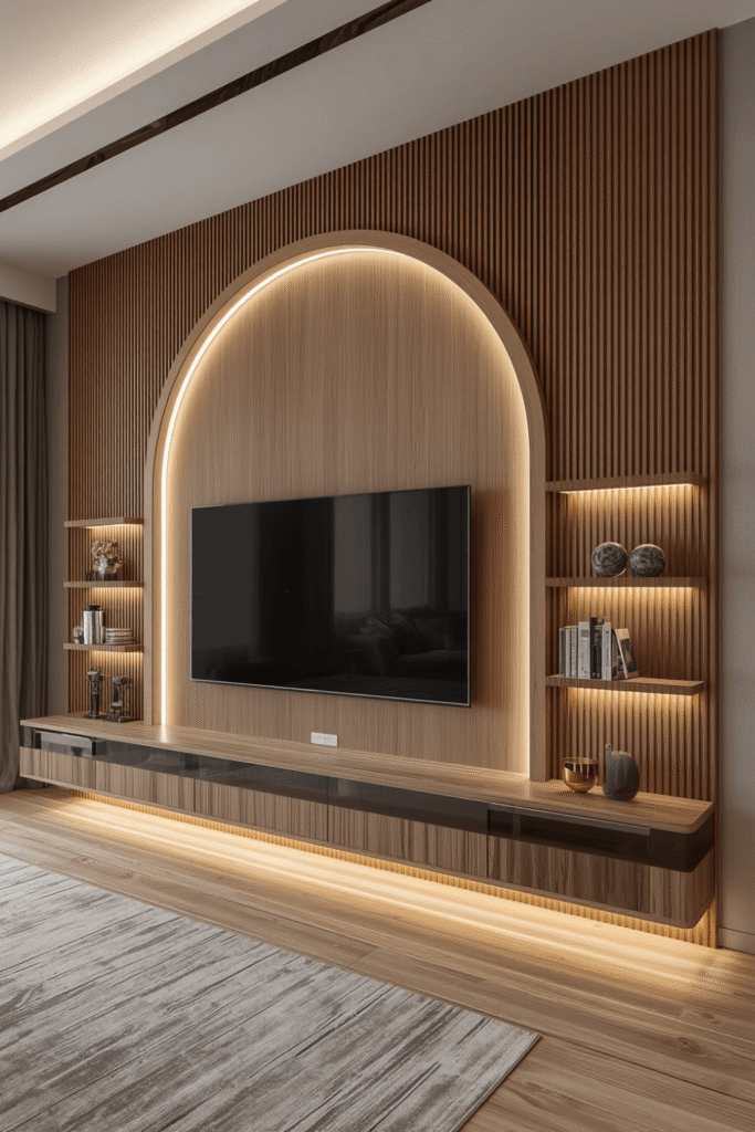 Floating Console with Integrated LED Base