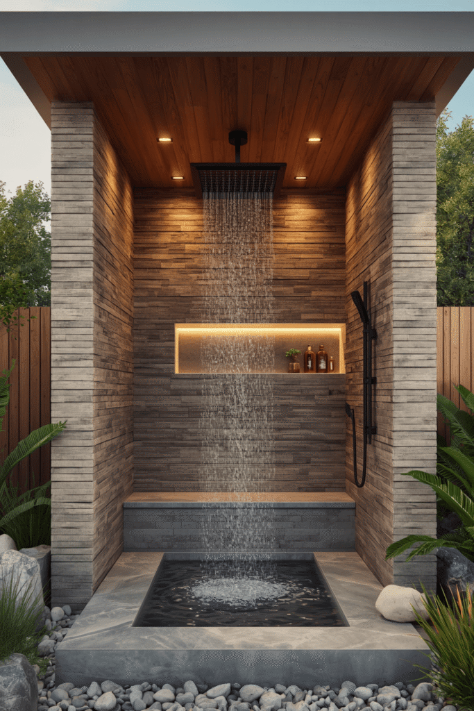 Freestanding Stone Column Shower