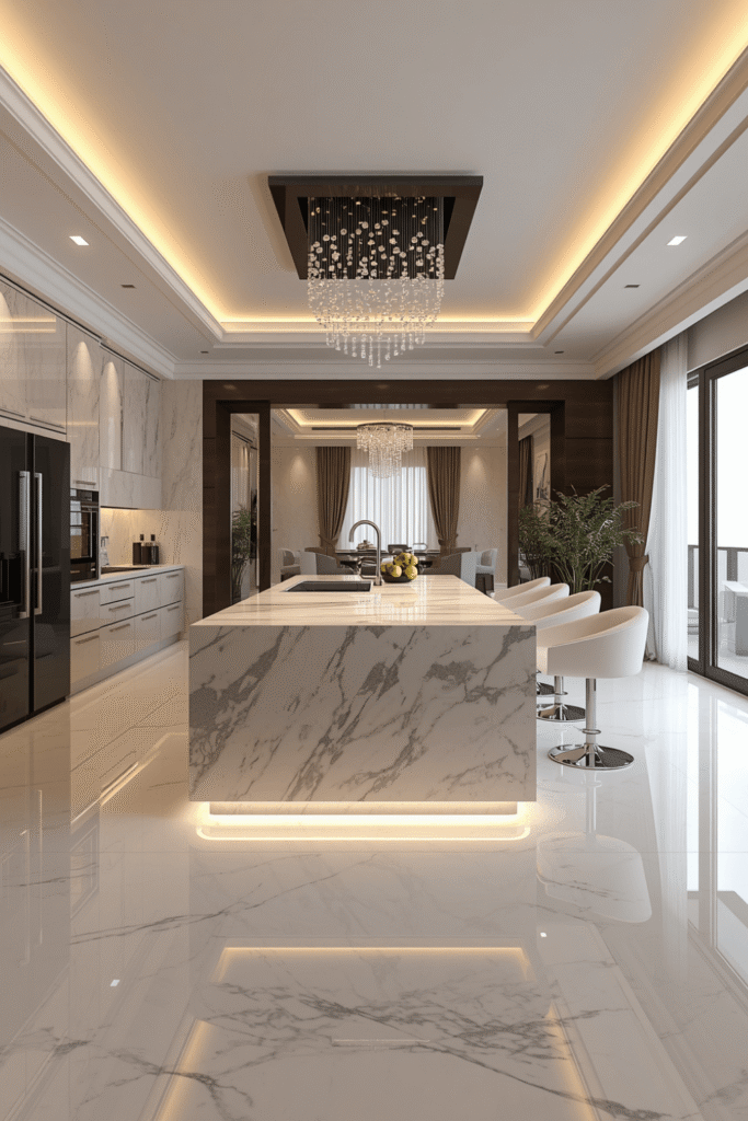 Kitchen Island with Waterfall Seating Overhang