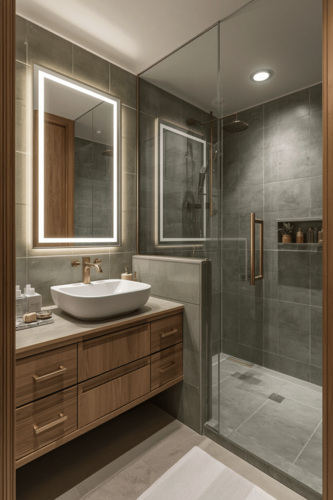 Linen shower curtain in a natural tone