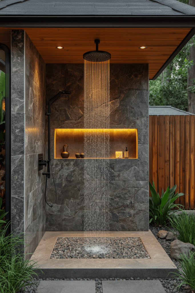 Minimalist Concrete Outdoor Shower