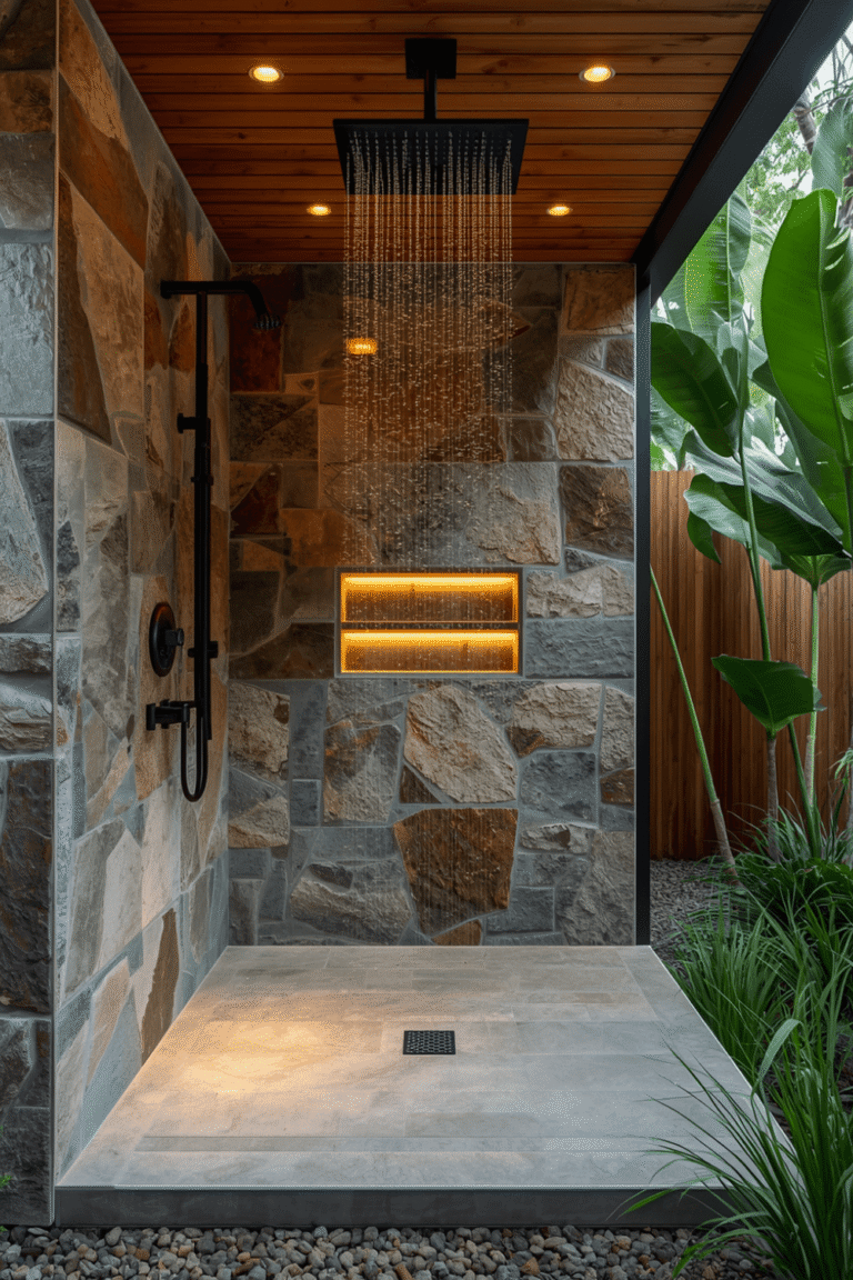 Natural Stone Wall Shower Enclosure