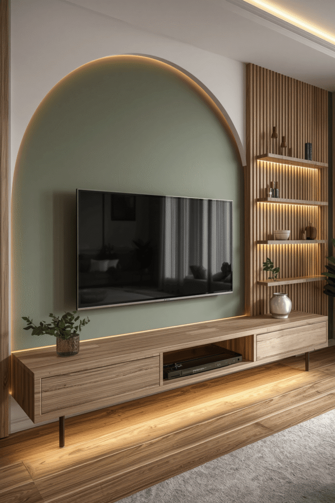 Neutral Slat Wall with Sculptural Accents