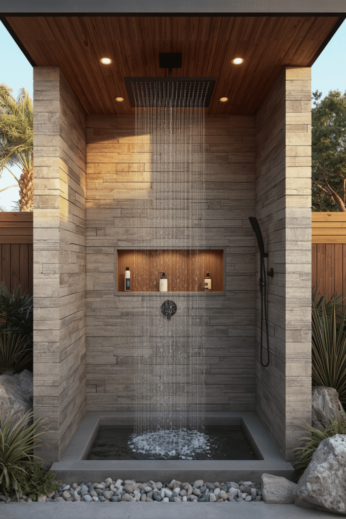 Outdoor Shower with Hot and Cold Plumbing